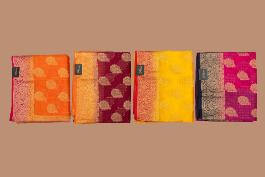 Neelkamal Banarasi Chanderi Silk with leaf butti