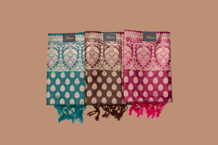 Kanak Woven Chanderi Suit with woven chanderi duppatta & plain bottom