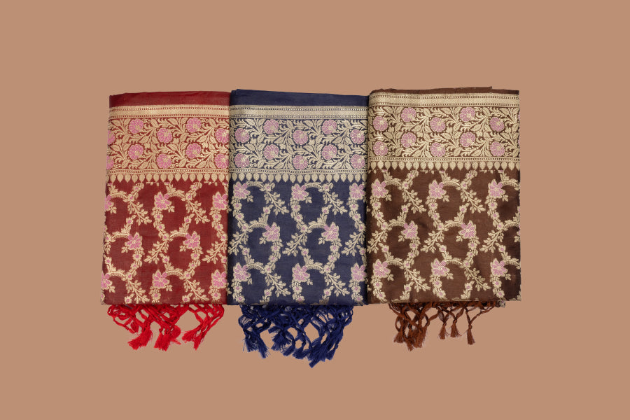 Vasanti Woven Chanderi Suit with woven chanderi duppatta & plain bottom