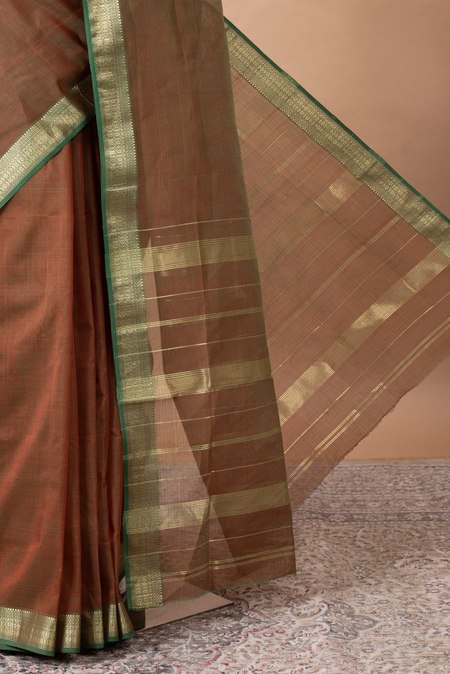 Vasanti Maheswari with gold border – Rust