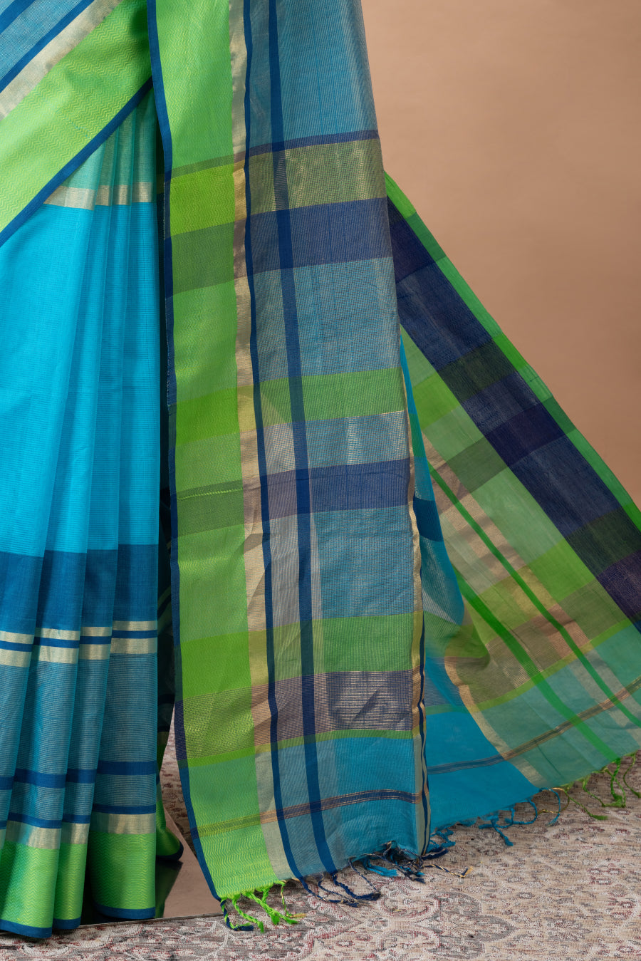 Surabhi Maheswari double border – Green/Blue