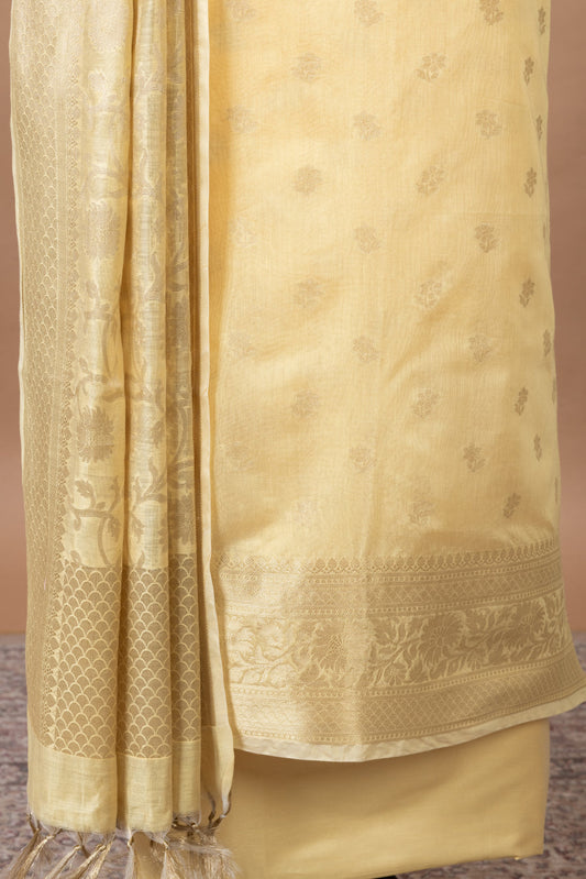 Gulbahar Woven Chanderi Suit with Woven Chanderi duppatta & plain bottom