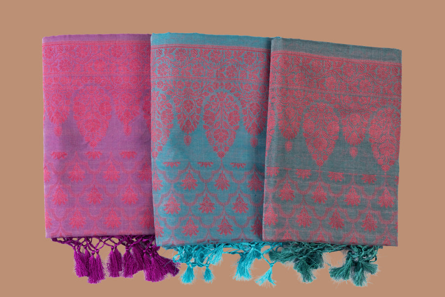 Kumud Woven Chanderi Suit with Woven Chanderi duppatta & plain bottom