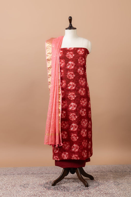 Rangrez Printed Chanderi Suit with woven chanderi duppatta & plain bottom – Mustard