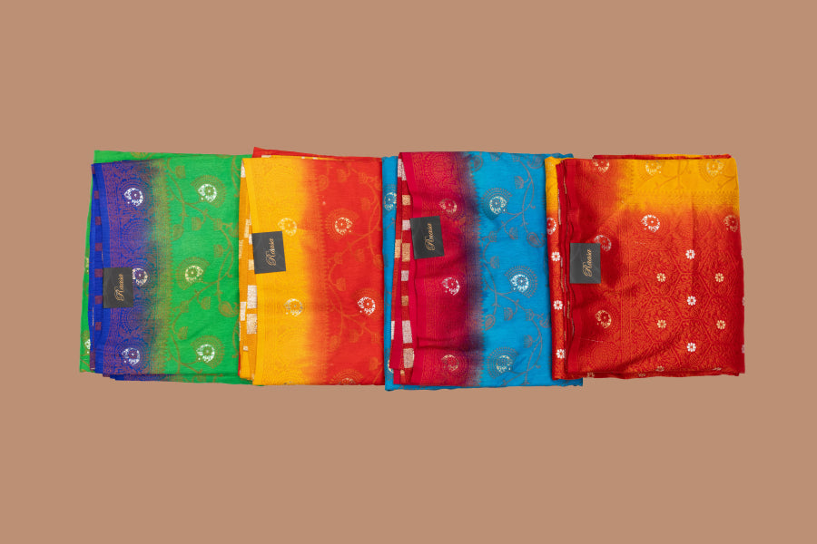 Vasanti Banarasi Chanderi Silk Saree – MUSTARD/BLUE