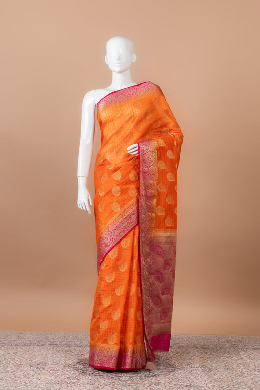 Neelkamal Banarasi Chanderi Silk with leaf butti