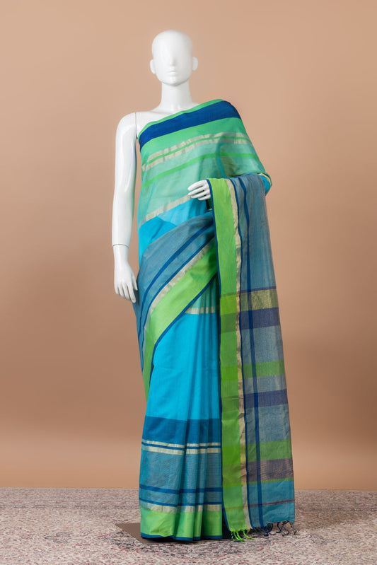 Surabhi Maheswari double border – Green/Blue